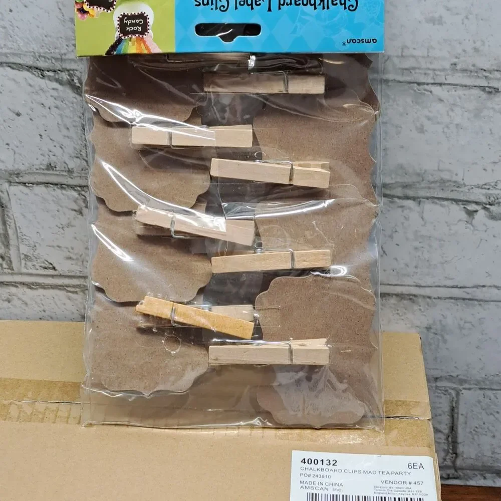 MAD TEA PARTY Chalkboard Label Clips 8pc – Lot of 6 Packs – New Party Tableware